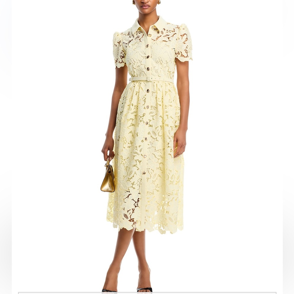 Self-Portrait Yellow Lace Midi Dress